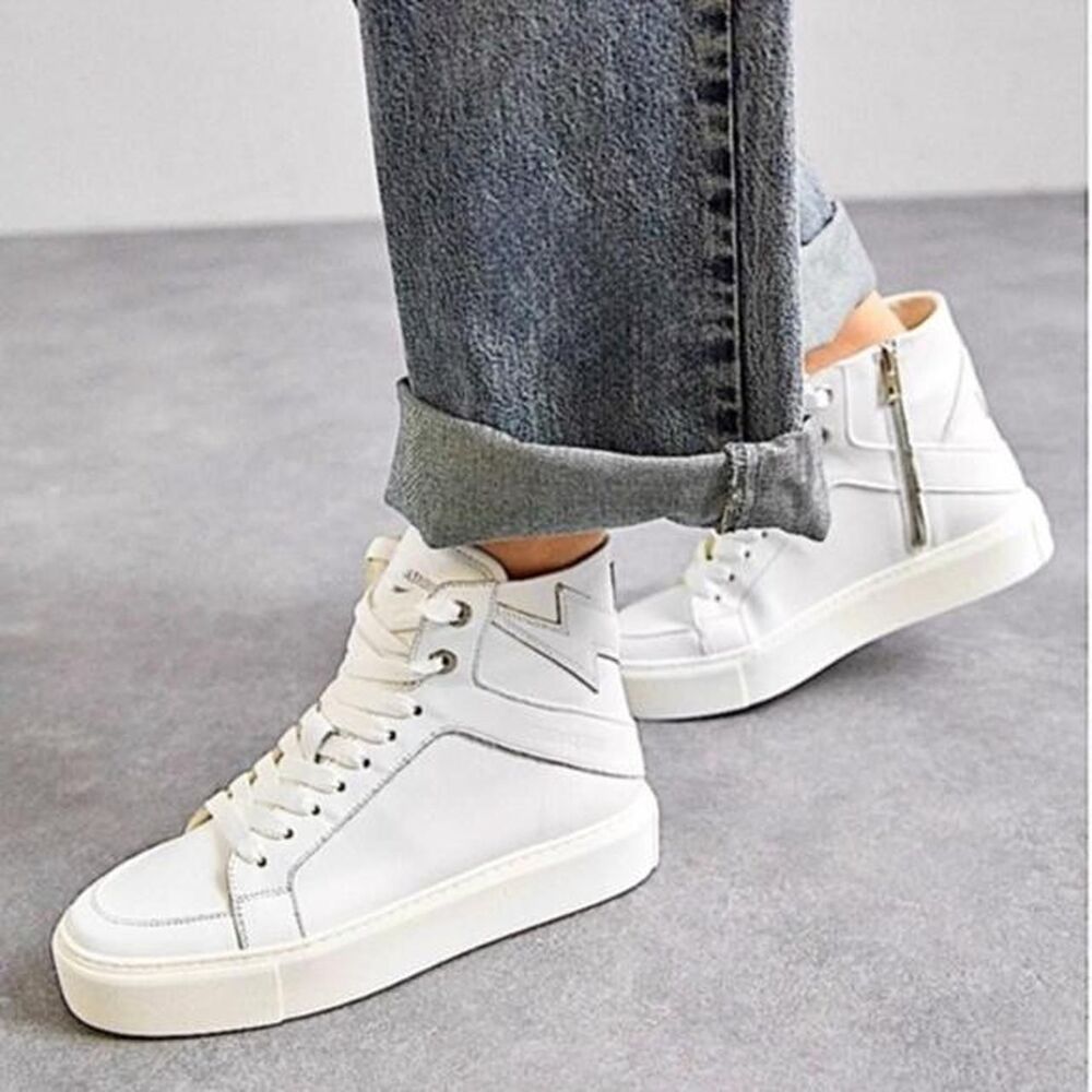 Zadig & Voltaire white leather high top sneakers
